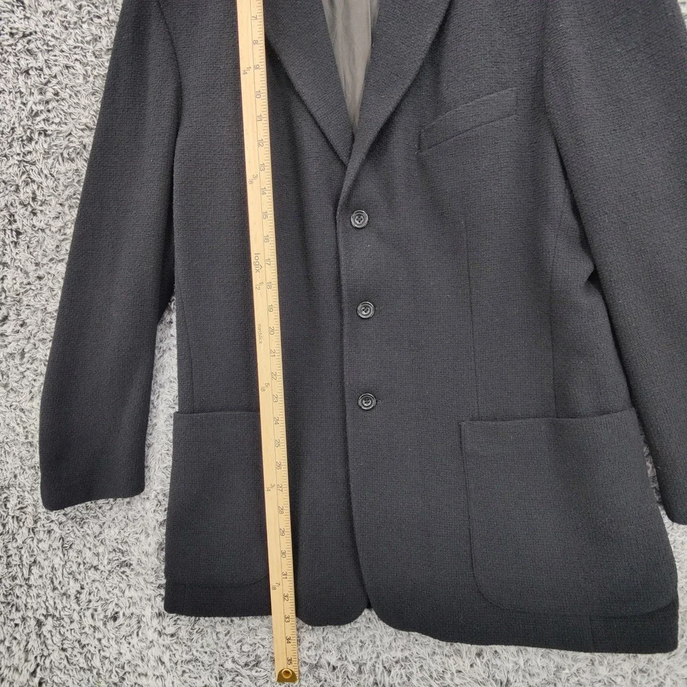 Le Collezioni Mens Dark Academia Old Money Wool Blazer L Jacket Black Italian